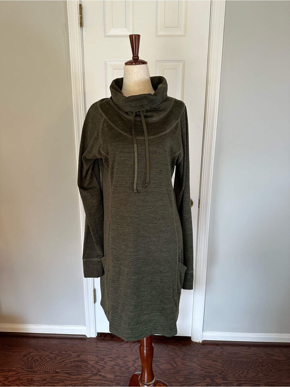 Kuhl Heather Olive Cowl-Neck Long-Sleeve Lea Dress - Picture 4 of 11